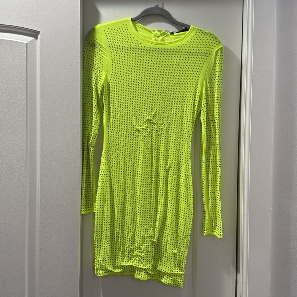 NWT Mew Mews Neriah Crystal‎ Embellished Mini Dress In Green - Picture 12 of 17